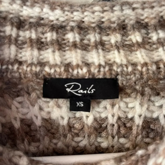 Rails Echo Chunky Roll Neck Pullover Sweater in Brown Striped Womens Size XS - Picture 5 of 10